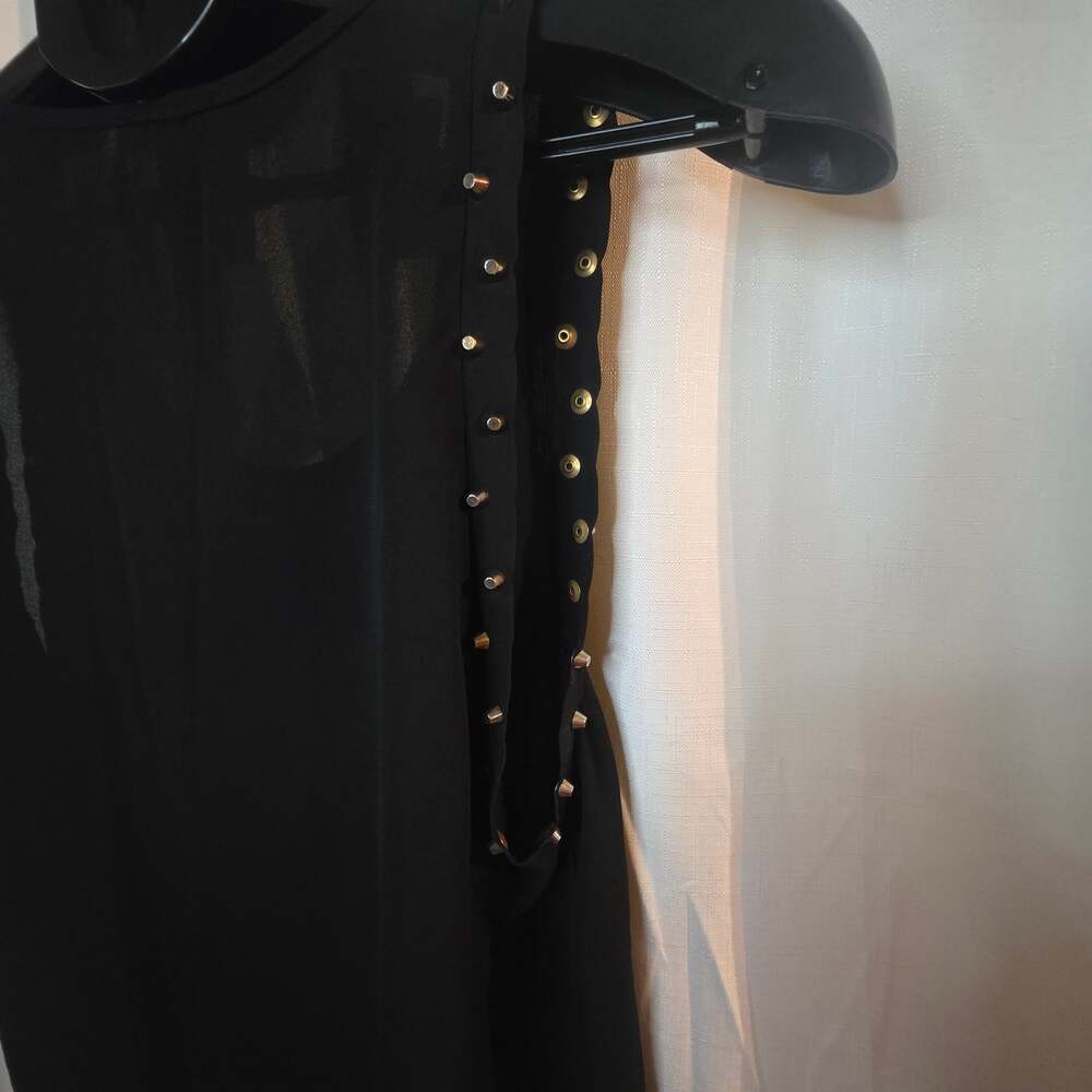 Black Sheer Sleeveless Blouse with Gold Stud Embellishments Medium - Picture 3 of 7